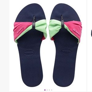 New! Havaianas St. Tropez Mint Green Pink and Navy Sandals